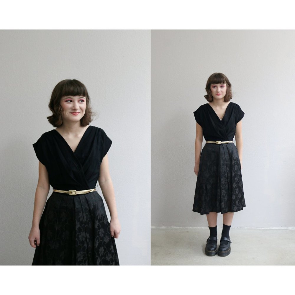 1950's Miss Rose Jacquard Cocktail Dress // Women's Double Extra Small to Small